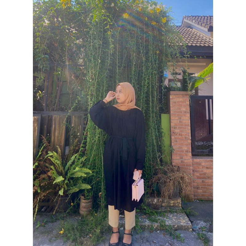 LONG TUNIK KATUN CASUAL / TUNIK KATUN / TUNIK HITAM / TUNIK CASUAL
