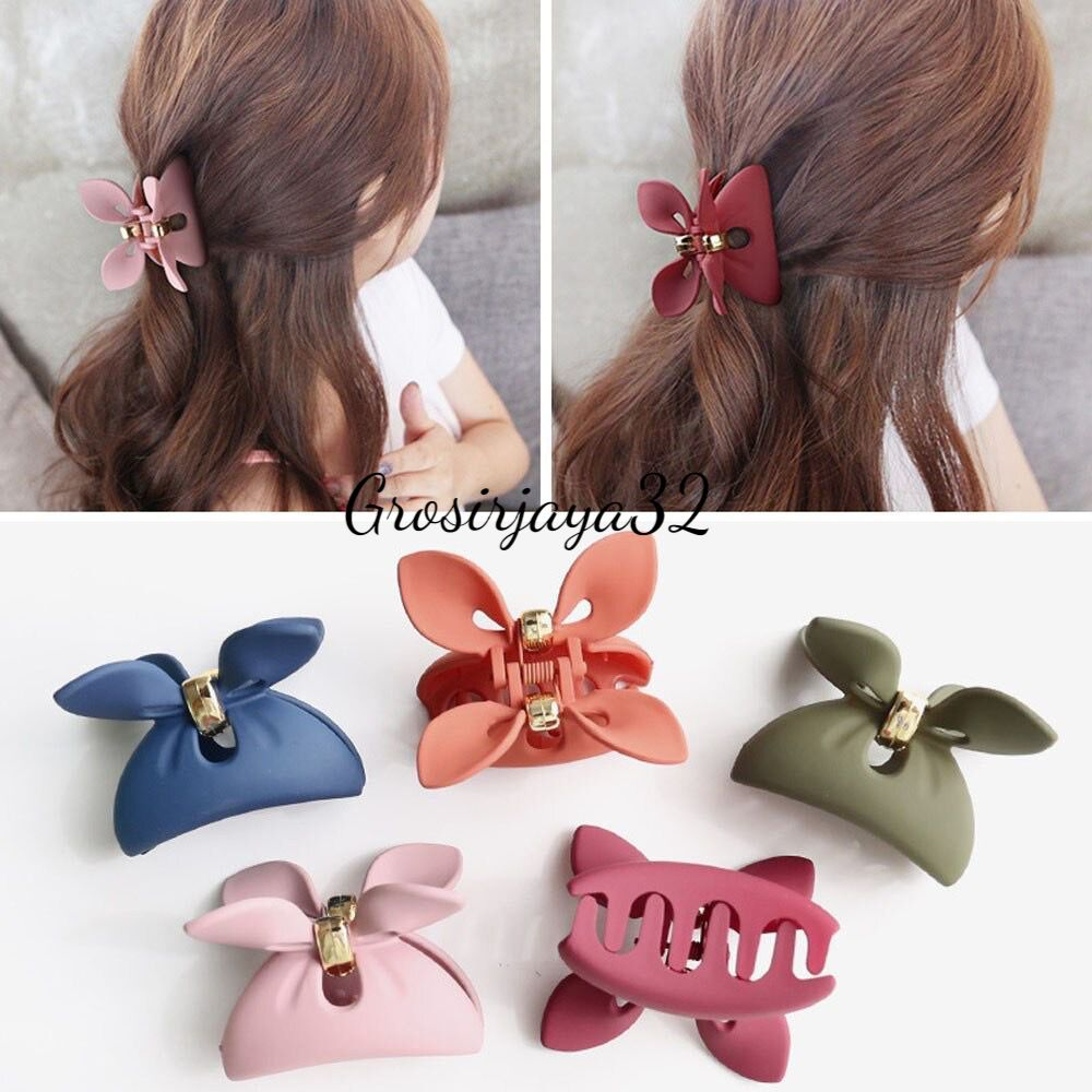 Jedai Doff BONITA 6cm PREMIUM Jepit Salon Pita Jepit Rambut Kupu Kupu Matte Rabbit Ear Hair Claw Clips