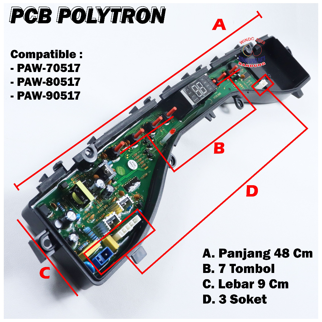 PCB MESIN CUCI POLYTRON | MODUL MESIN CUCI TIPE PAW 517 1 TABUNG