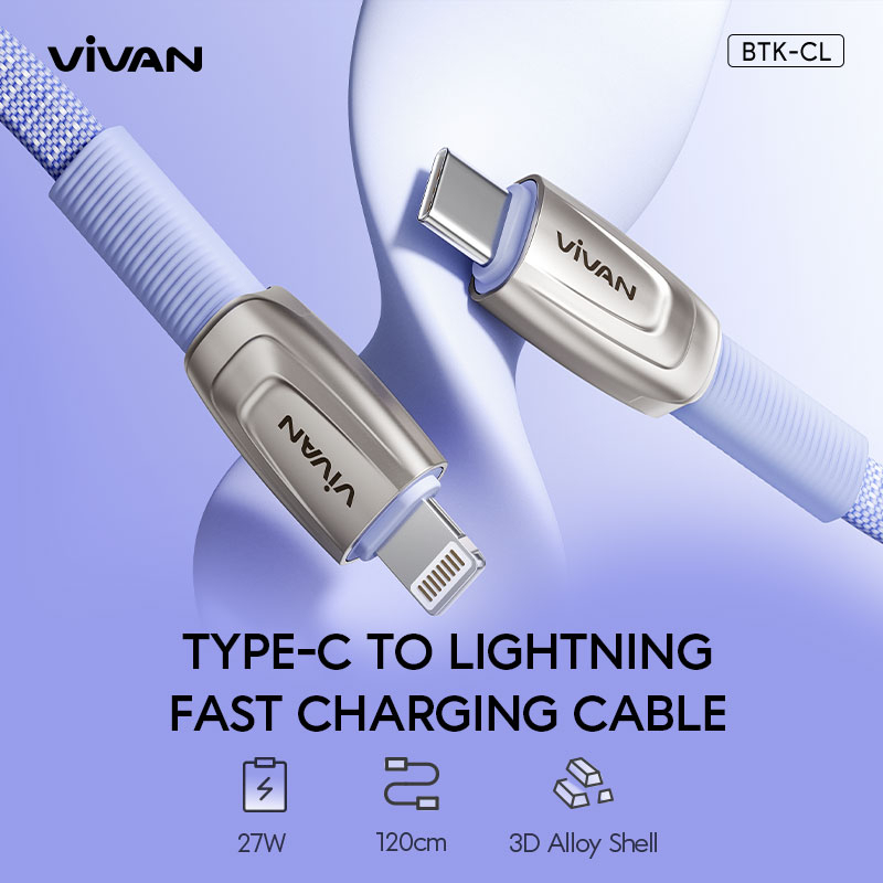 Kabel Data Type C to Type C 65W Vivan BTK-CC 120 cm Quick Charge