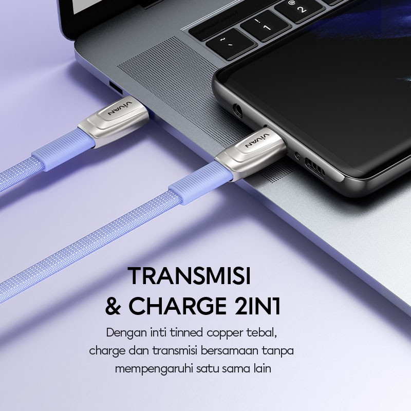 Kabel Data Type C to Type C 65W Vivan BTK-CC 120 cm Quick Charge