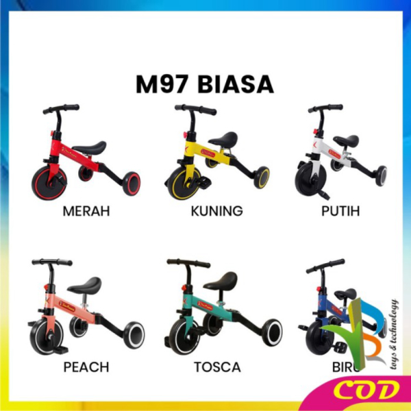Berkualitas Anak Sepeda Sepeda Putih Mainan Keseimbangan 2in1 Roda RB-M97 Balance - Dijual 3 Anak BIASA