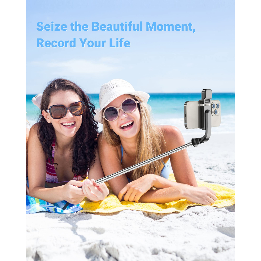 1M Tongsis Tripod Selfie Stick Bluetooth with Fill Light 360° Rotasi Gimbal HP Aluminum Alloy Tripod Detachable Handphone Clip With Remote Control-7