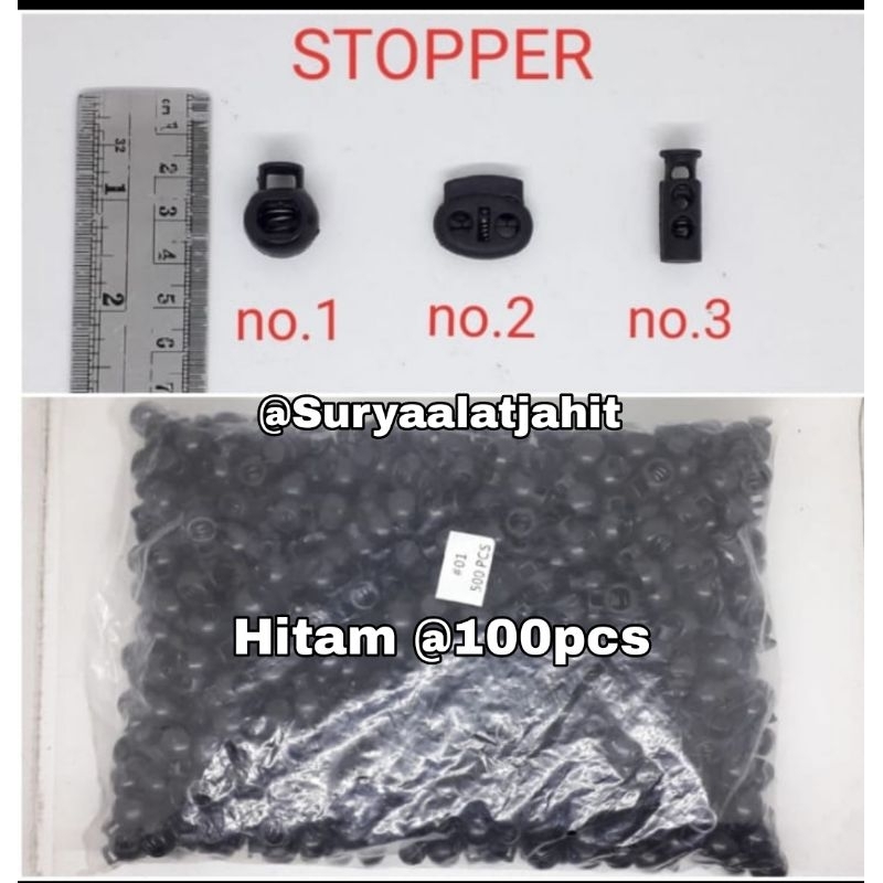 Stopper 1.7cm Hrm Hitam 1bks @+/-100pcs =rp.11.000/100pcs