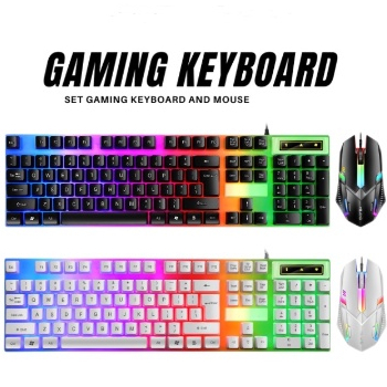 keyboard gaming and mouse set mechanical RGB kabel usb water proof combo paket led/keyboard gaming mouse set/mouse keyboard