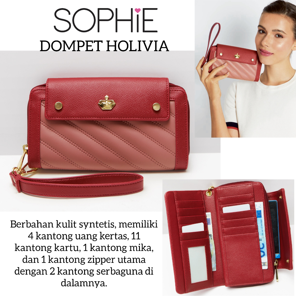 DOMPET HOLIVIA SOPHIE MARTIN PARIS PROMO DOMPET PANJANG MERAH WANITA WALLET