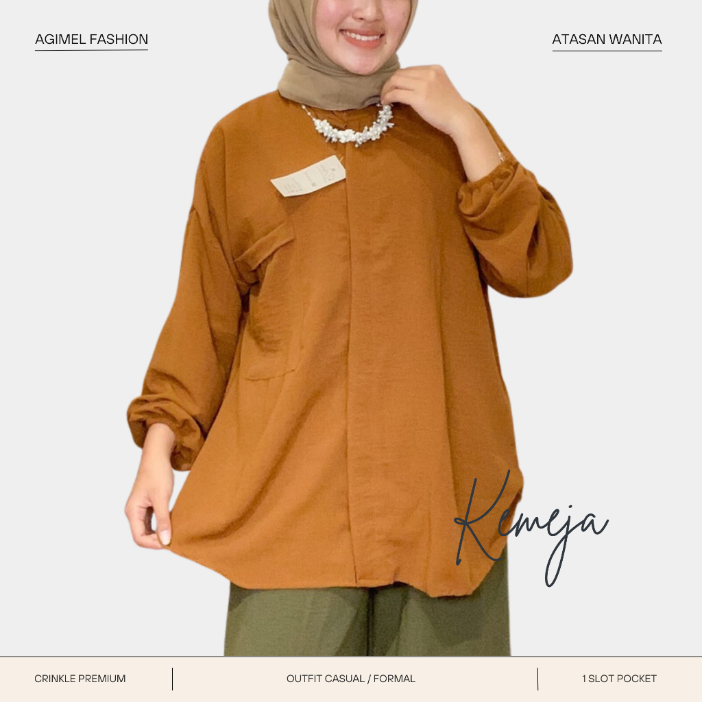Kemeja Jumbo Wanita Ld 120 Lengan Panjang Polos Remaja Dewasa Crinkle Premium Casual Formal Kancing 
