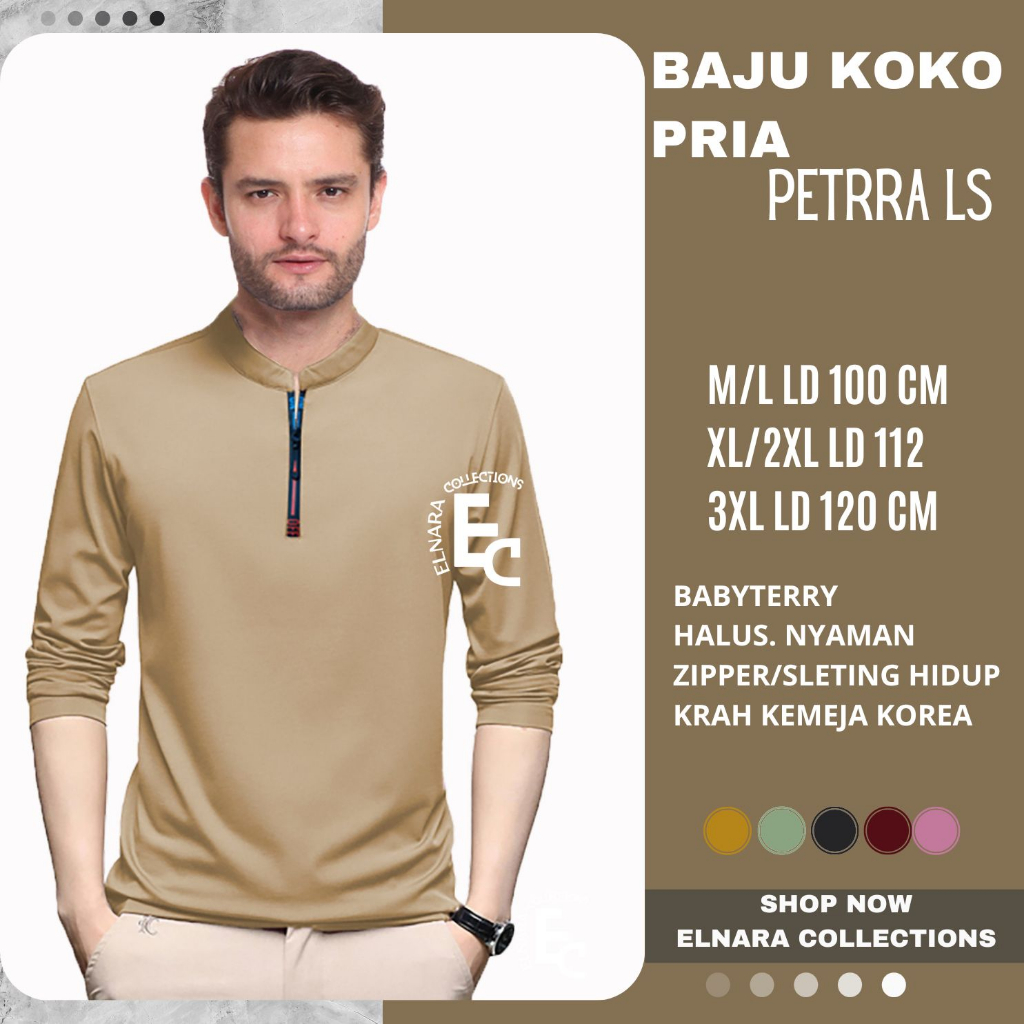 Baju Koko Muslim Pria Lengan Pendek / Tshirt Kaos Pria Jumbo/ Kaos Lengan Panjang Pria Gaya Korea va