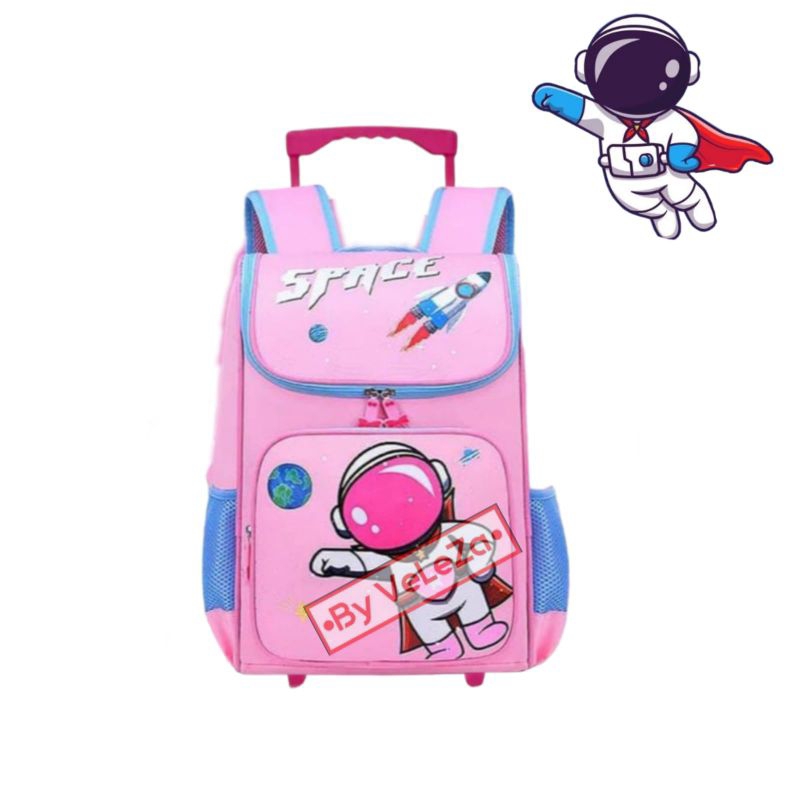 Tas Ransel Troli Anak Astronot Space Free Botol Minum - Tas anak