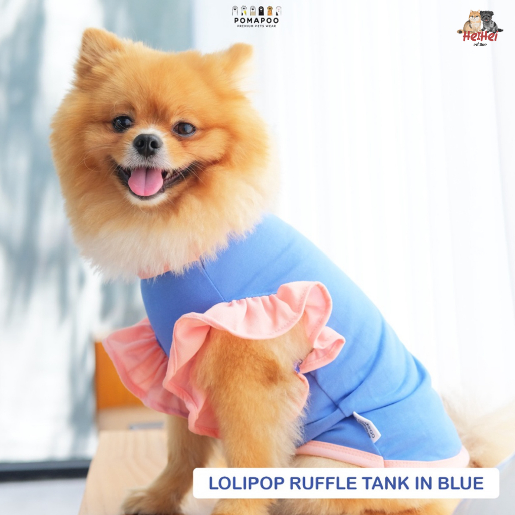 Baju Kaos Kucing Anjing Betina LOLIPOP RUFFLE TANK - Pomapoo