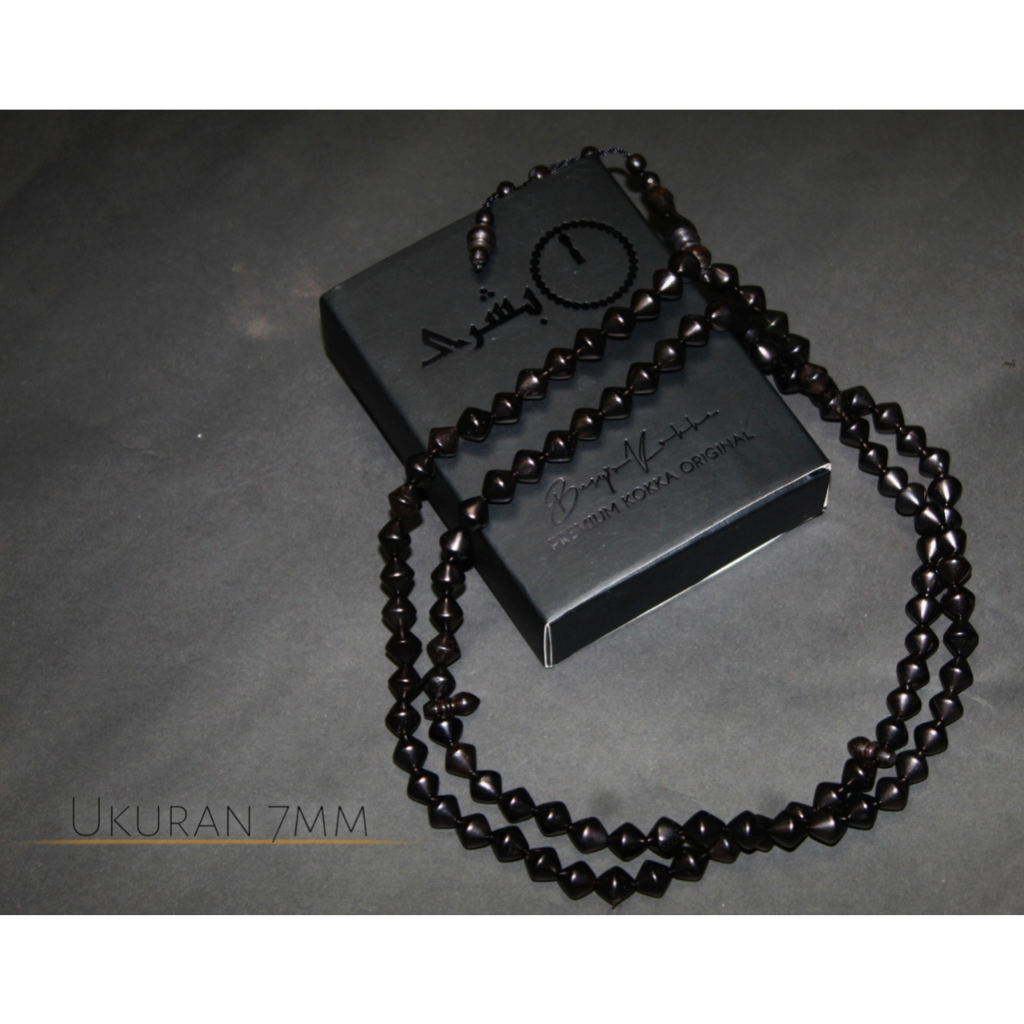PREMIUM BLACK KOKKA  Tasbih Kokka Wajik 7mm Asli 100% Butiran 99