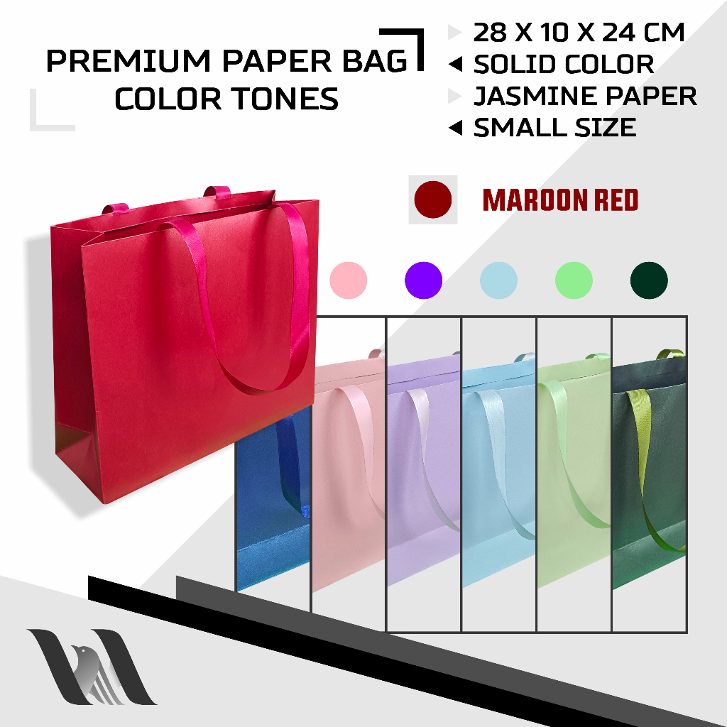 

PREMIUM PAPER BAG COLOR - KANTONG KADO WARNA 3 - SMALL SIZE - UKURAN KECIL - PUTIH HITAM BIRU MERAH HIJAU UNGU KUNING ABU COKLAT - PINK ORANGE BLACK WHITE BLUE RED GREEN PURPLE YELLOW GREY BROWN - NAVY MAROON VIOLET CREAM - LIGHT DARK - MUDA GELAP