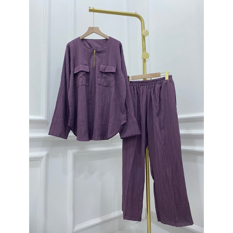 STELAN LADYCRUSH INARA SETCEL JUMBO XXL MURAH KANCING OOTD GROSIR CRINKLE PGMTA JAKARTA KANTONG BUSUI SLETING