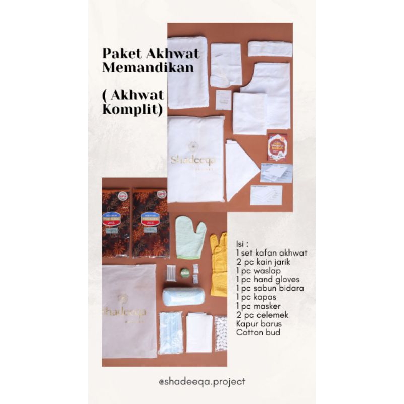 Paket Kain Kafan Akhwat /Kain Kafan Wanita /Kain Kafan Perempuan Lengkap  Shadeeqa Project akhwat, k