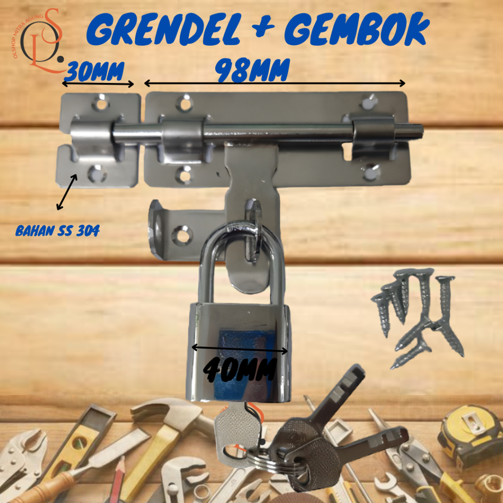 Grendel Gudang Tebal GTK 6 inch Grendel Gembok