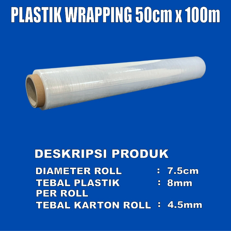 Plastik Wrapping 50cm x 100m Stretch Film 17micron Bening Per Dus Murah