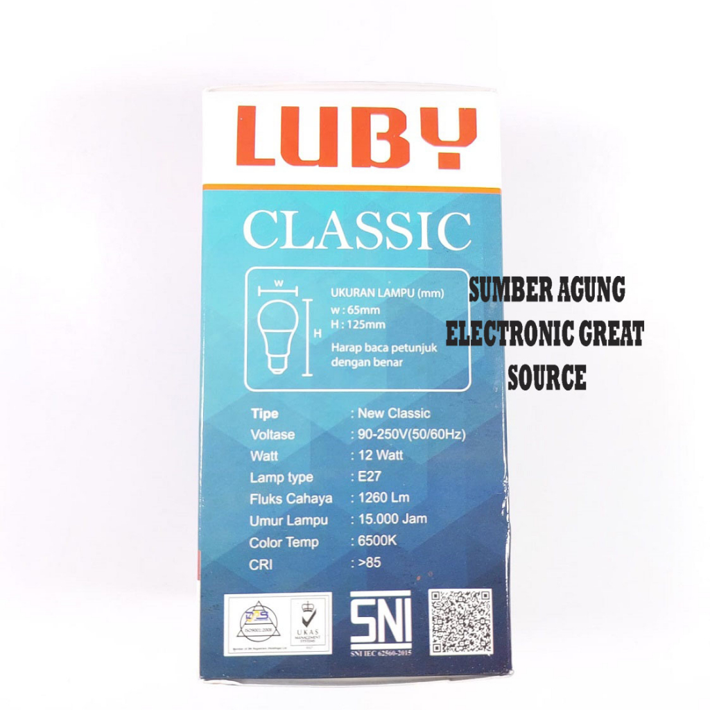 Luby Low Voltase LED Bulb Classic 12W 12 Watt 12 Watt Lampu LED Premium