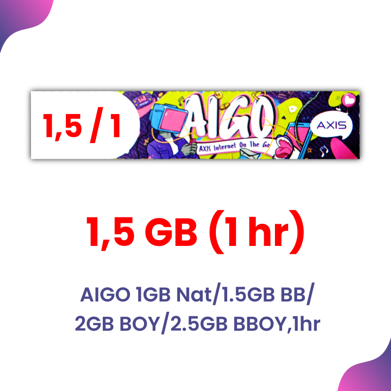 Voucher AXIS 1,5 GB (1 hari) - Kuota Sesuai Daerah