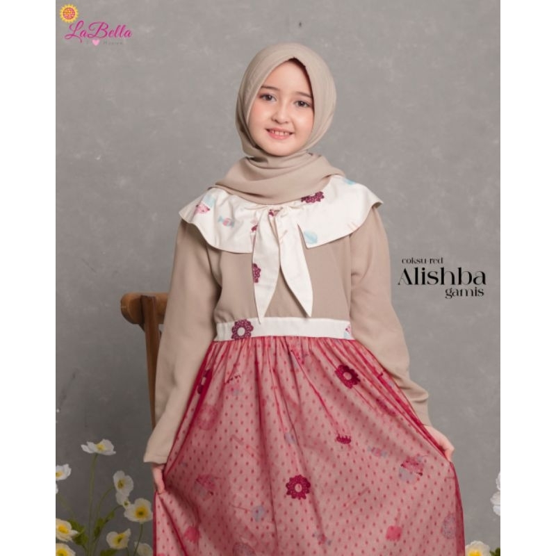 ALISHBA BY LABELLA WARNA COKSU RED COKLAT SUSU GAMIS ANAK PEREMPUAN CANTIK LUCU