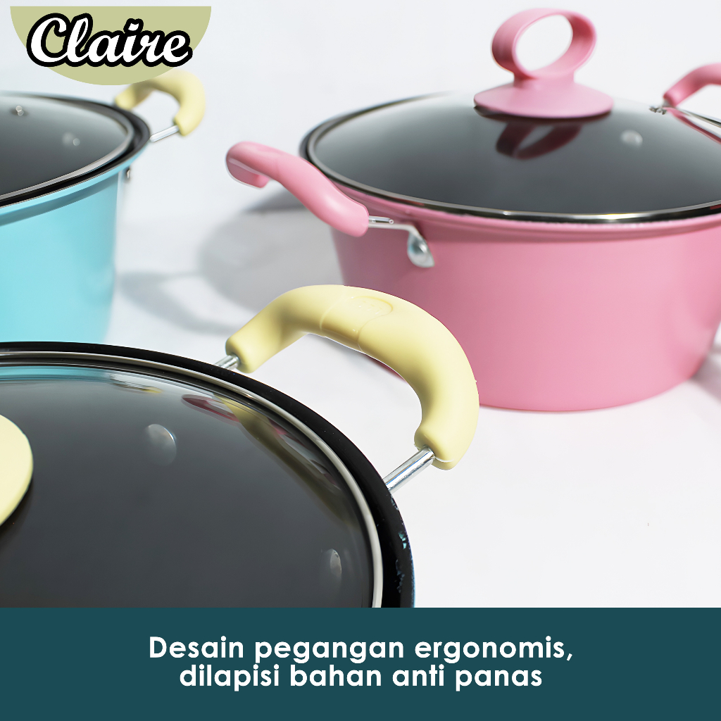 Panci Sup Enamel Tutup Kaca / Soup Pot Panci Susu Enamel