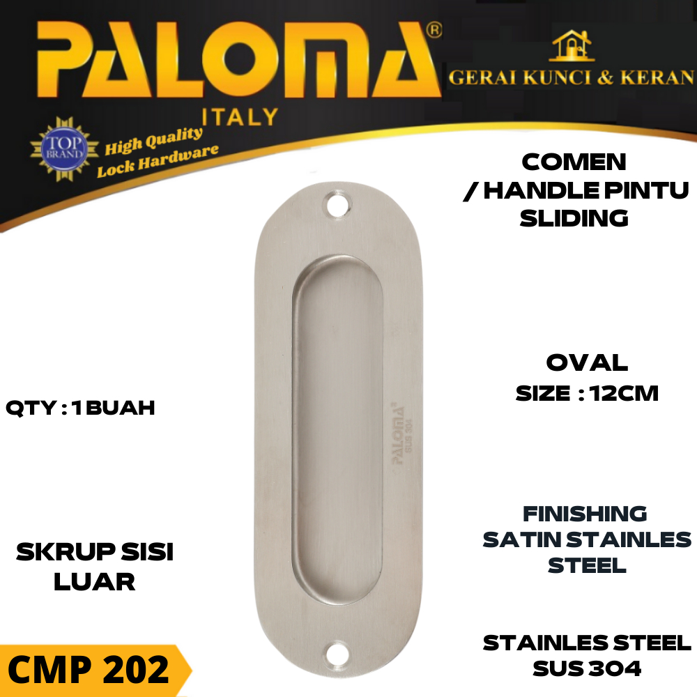 HANDLE PINTU SLIDING PALOMA CMP 202 OVAL 12 CM HANDEL PINTU GESER