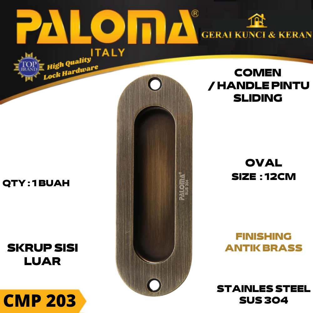 Handle Pintu Sliding PALOMA CMP 203 OV 12cm Comen Flush Tanam Geser