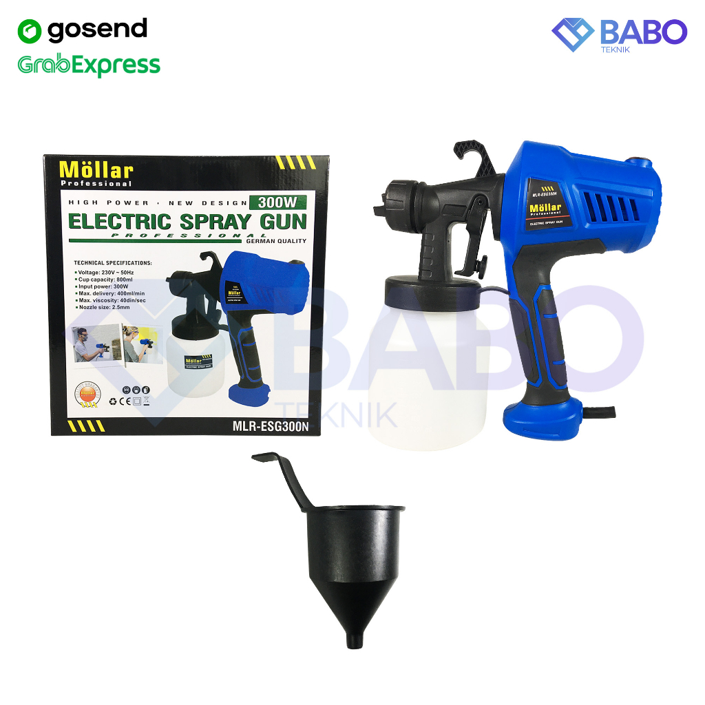 Alat Semprot Cat Listrik Spray Gun Elektrik MOLLAR MLR-ESG300 Cat Besi Deco Tembok AirBrush Furnitur