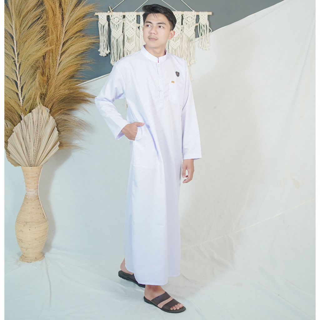 Jubah pria dewasa lengan panjang embos motif/gamis jubah premium FMO