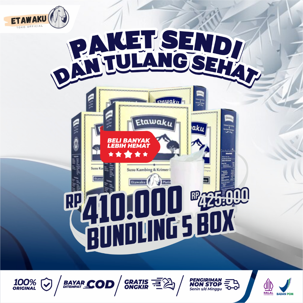 

Paket 5 Box Etawaku Platinum - Solusi Tepat Hidup Sehat Tampa Obat, Atasi Permasalahan Penapasan, Meningkatkan Daya Tahan Tubuh, Mengobati Masalah Persendian, Susu Pernapasan, Susu Asma, Susu Pernapasan, Susu Sendi, Susu Tulang, Susu Diabetes
