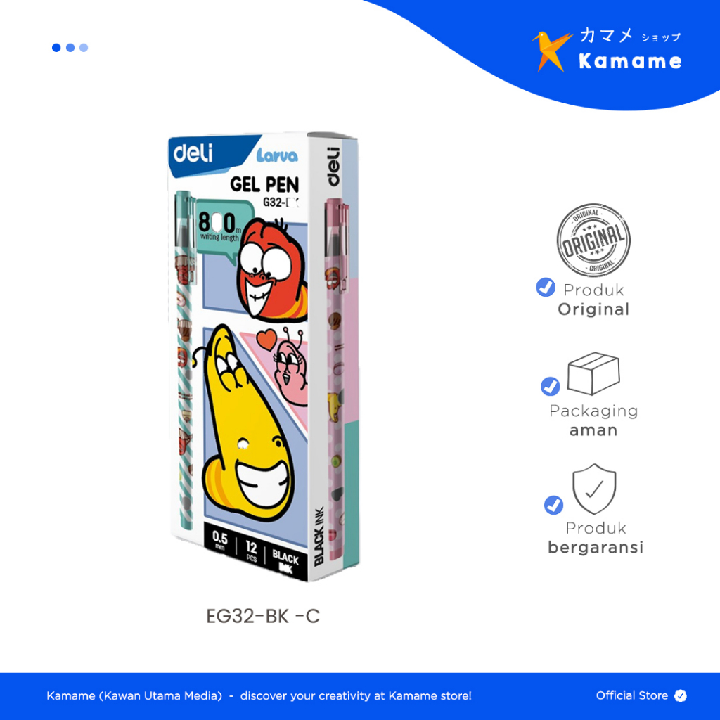 

Deli Gel Pen - Larva Hitam Needle Tip 0.5mm EG32-BK - Kamame