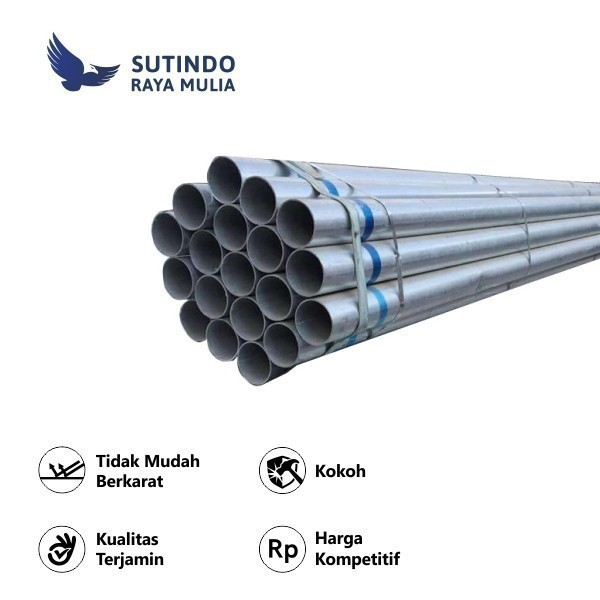 PIPA BESI GALVANIS DAN HITAM 1" x 6M MED SNI SP