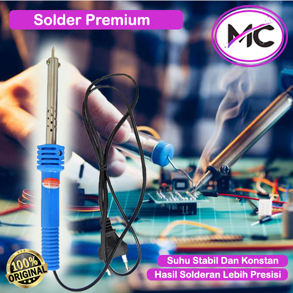 Solder Listrik Lurus Soldering Iron Alat Patri Timah Gagang Plastik Ringan Berkualitas