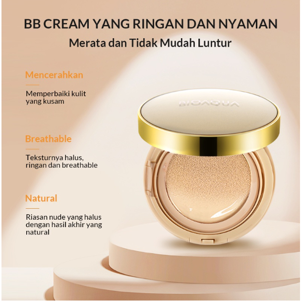 BIOAQUA HYDRATING SOFT AND FLAWLESS AIR CUSHION BB CREAM AIRCUSHION BBCREAM NATURAL COLOR IVORY WHITE LIGHT COMPLEXION SUNISA BEIGE REFILL BEAUTY CREAM MEDIUM COVERAGE MAKE DELICATE NUDE MAKEUP