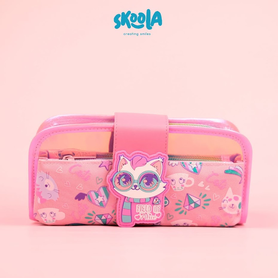 Skoola Tempat Pensil Lipat 3 Pencil Case Threefold Anak Perempuan Lucu Unicorn Cat Mermaid - Pensy