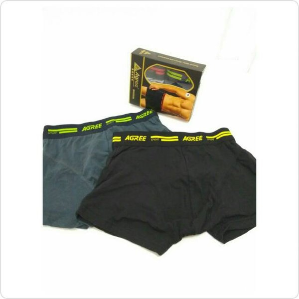 (1box isi 2pcs) Celana Dalam / Boxer Pria AGREE 6605 | isi 2pcs sempak boxer segi empat agree