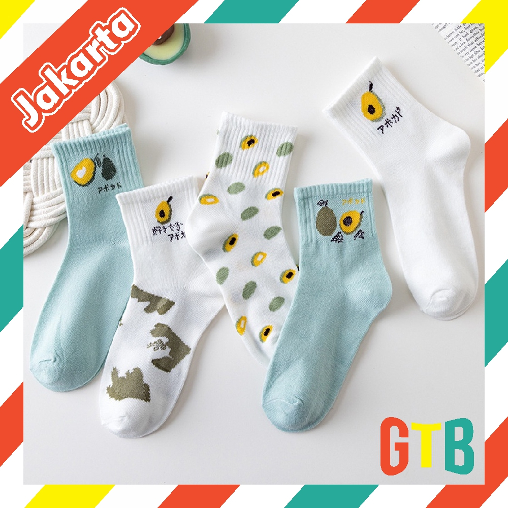 ❤️GTB❤️ Kaos Kaki Wanita Panjang Motif Avocado Kaos Kaki Setinggi Betis Import KK137