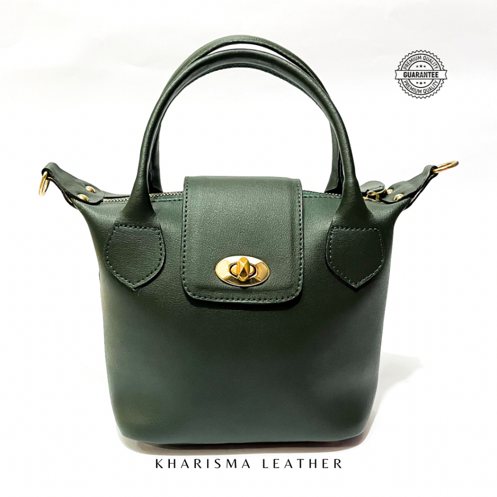 Kharisma Tas Kulit Asli Garut Terbaru Model Mini Tote Kulit Sapi Asli dengan Tali Panjang Size S