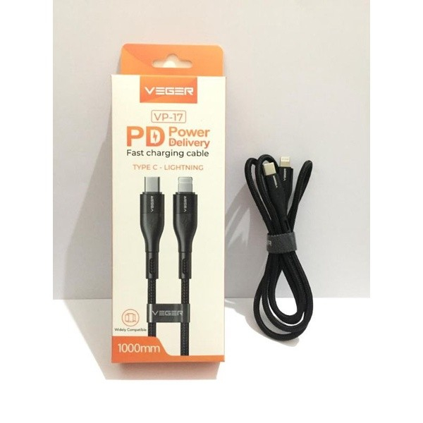 KABEL DATA TYPE C TO IPHONE MEREK VEGER VP - 17 POWER DELIVERY FAST CHARGING, CABLE TYPE C - LIGHTNI