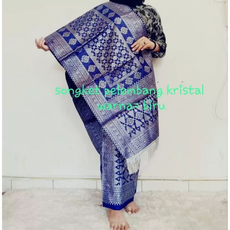songket palembang crystal biru electric