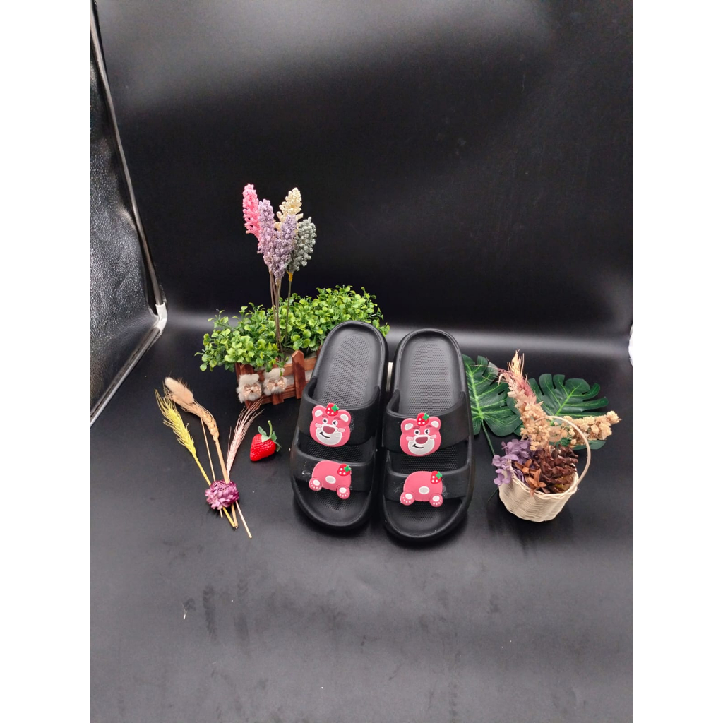 Sandal Karet Wanita Jelly Slip On Lotso Bear Lucu Sandal Empuk Sandal Wanita Kekinian Korean Style 9012-11