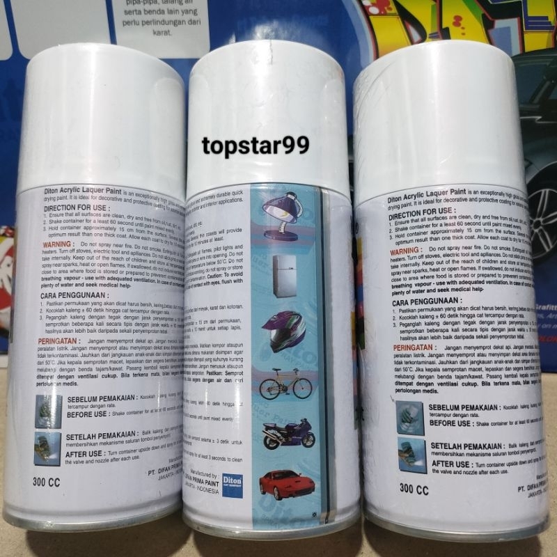 Pilok Cat Diton Paket Lengkap 3 Kaleng 300cc Hijau Tua Metalik Emarald Green 8196 Primer Grey 8020 Clear Glossy 8540