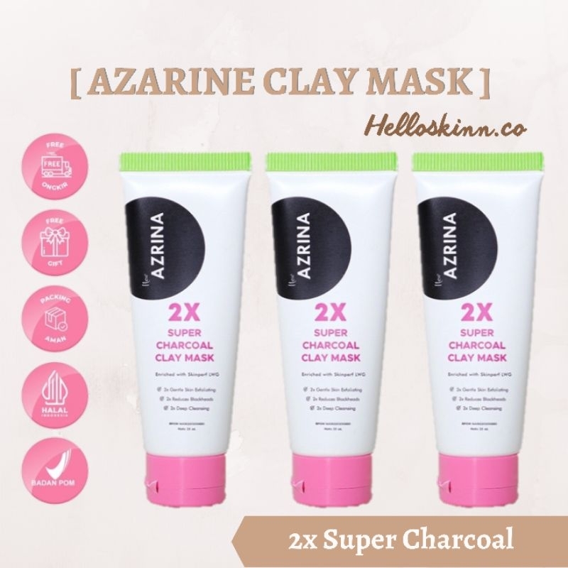 [ SIAP KIRIM‼] BPOM 25ML AZARINE 2X SUPER CHAROAL CLAY MASK | MASKER CHARCOAL AZARINE BEAUTY | MASKE