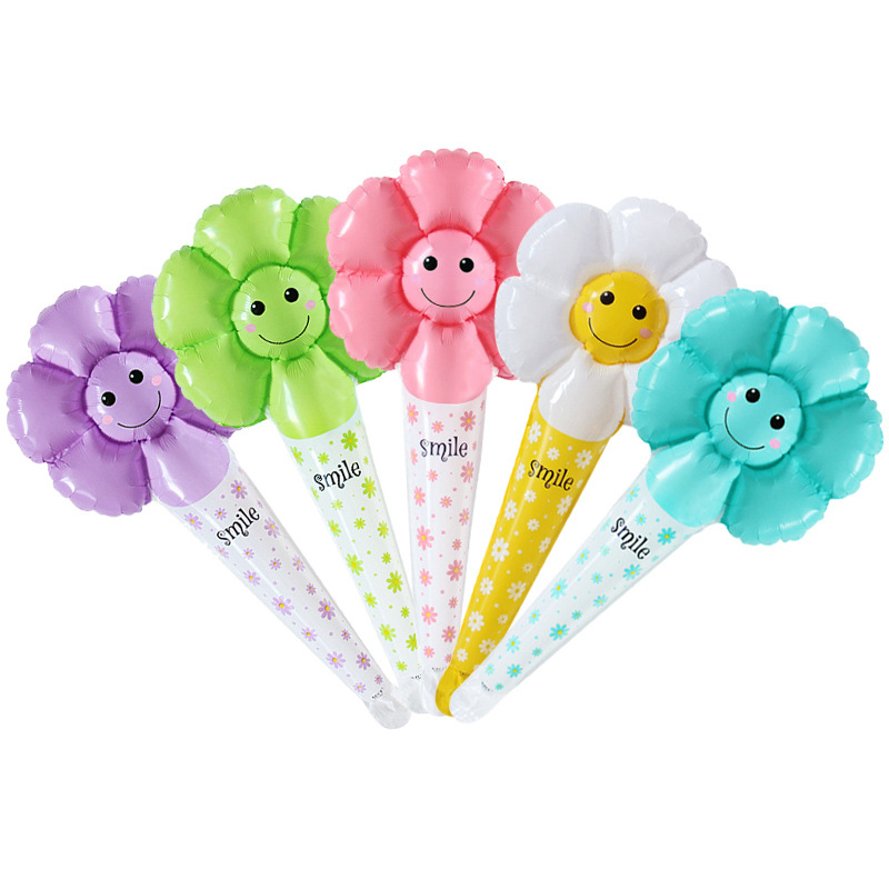 Balon Pentung Bunga Matahari / Balon Foil Tongkat Stick Bunga Matahari