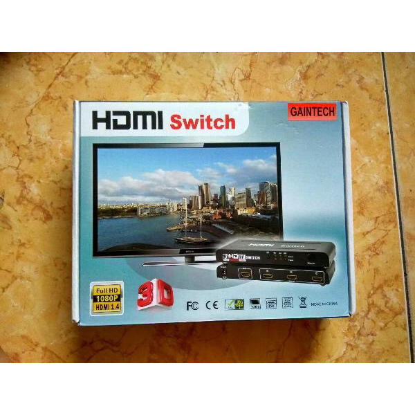 HDMI switch gaintech 3x1 +remot +adaptor 1-3 port HDMI switcher