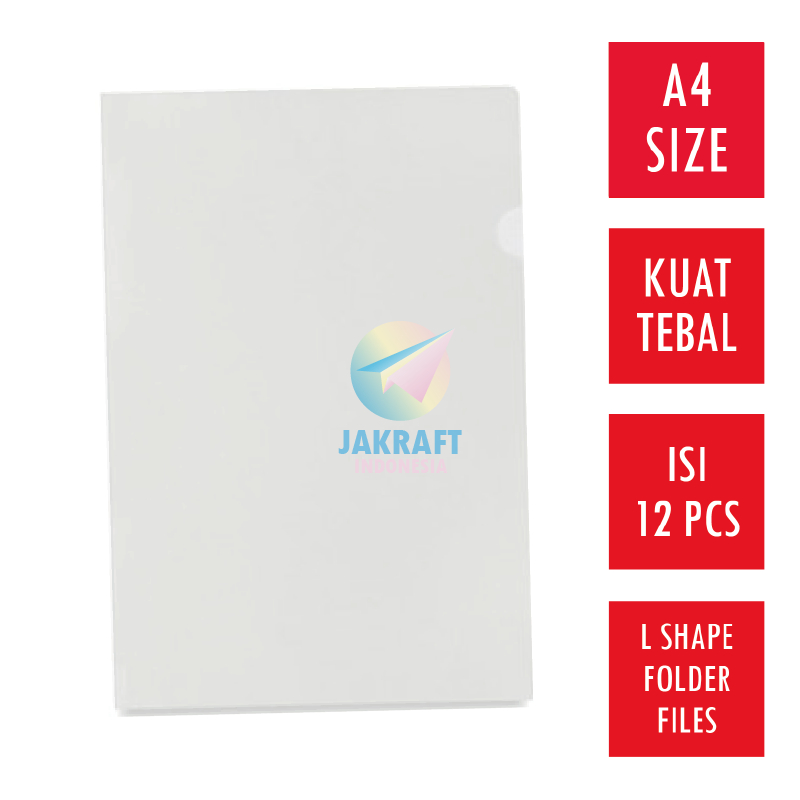 

(1 Pcs) Map L FOLDER ONE A4 Clear Sleeve Putih Bening Clear File Folder Plastik Mika Transparan Tebal 0.12 mm