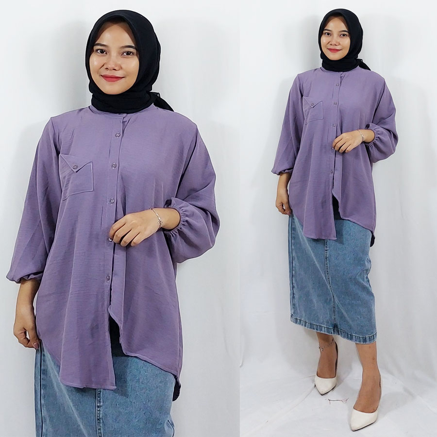 CARLINA BLOUSE TUNIK WANITA CRINKLE AIRFLOW ASYMETRIS FASHION