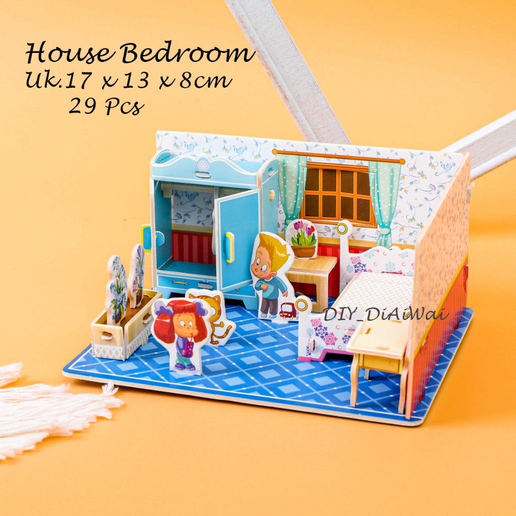 Puzzle 3D DIY bahan foam &amp; paper HOUSE BEDROOM mainan puzzle edukasi anak (kado,pajangan,dekorasi)