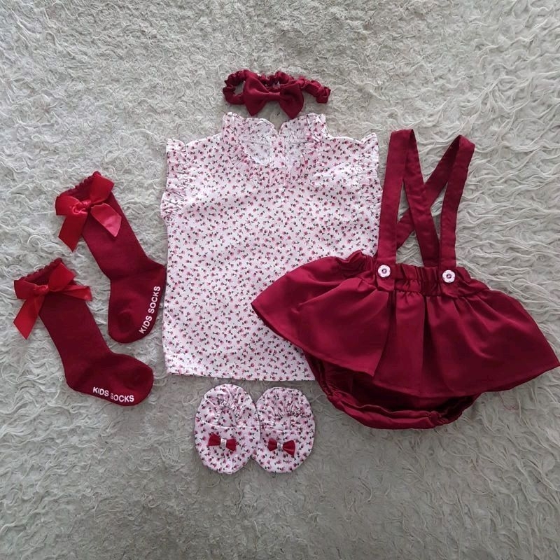 baju bayi flower overall bloomer (Dapet sesuai foto)