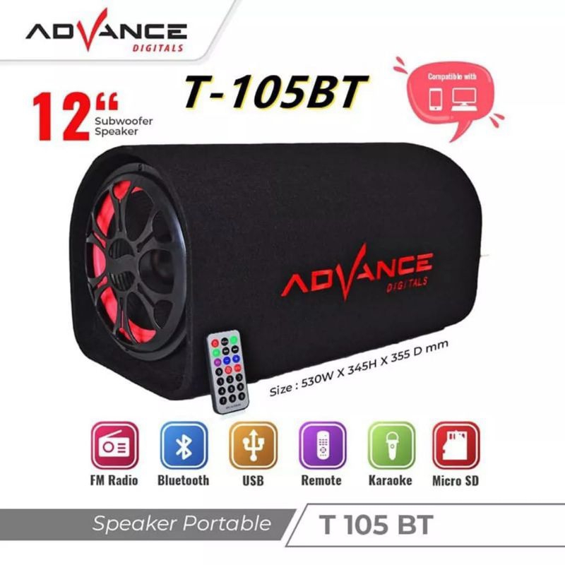 Speaker Advance 12" bluetooth T-105BT/Speaker Bluetooth Portable Advance T-105BT