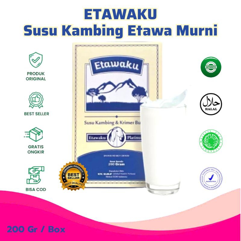 

ETAWAKU Susu Kambing Etawa Murni Etawaku Platinum 200 Gr / Box - Susu Kambing Etawa Premium Rasa Vanilla Original BPOM